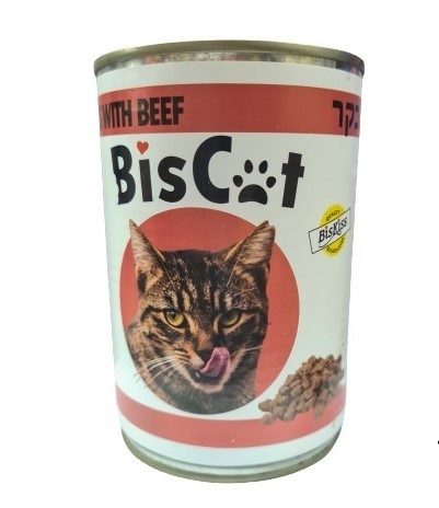 ביסקט Biscat שימור נתחים בטעם בקר 415 גרם