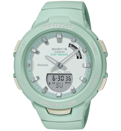 CASIO BSA-B100CS-3A שעון בייבי גי מתחבר לבלוטוס עם מד צעדים