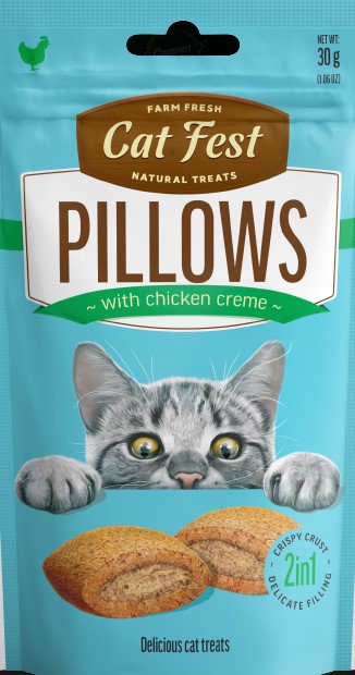 קט פיסט חטיף כריות לחתולים במילוי קרם עוף – Cat Fest