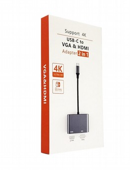 מתאם מולטימדיה - 2 ב-1 (טייפ-סי ל-HDMI ו-VGA)