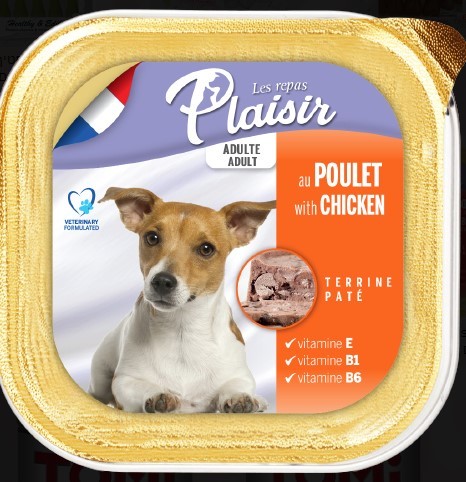 מעדן לכלב בטעם עוף פלזיר PLAISIR 