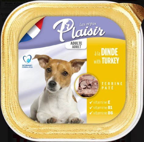 מעדן לכלב בטעם הודו פלזיר PLAISIR 