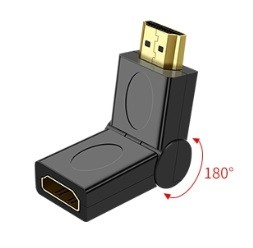 מתאם HDMI פינתי מתכוונן עד 360 מעלות - HDMI זכר - ל-HDMI נקבה - בשקית תלייה