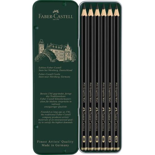 סט של 6 עפרונות רישום מט Pitt Graphite Matt pencil