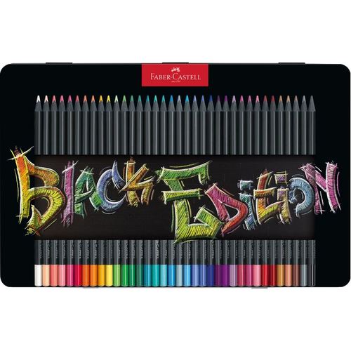 סט 36 עפרונות צבעוניים עם עץ שחור Black Edition (בקופסת מתכת)