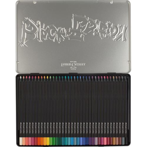 סט 36 עפרונות צבעוניים עם עץ שחור Black Edition (בקופסת מתכת)