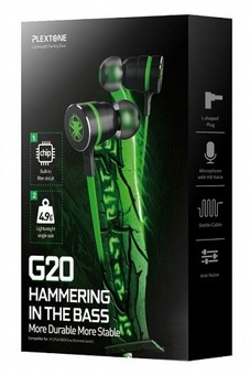 אוזניות גיימינג מגנטיות Plextone G20 למחשב, PS4 ולסלולר עם חיבור AUX - סינון רעשים, כבל מאריך Aux ל-2.2 מטר ומתאם Aux למחשב (1 ל-2)