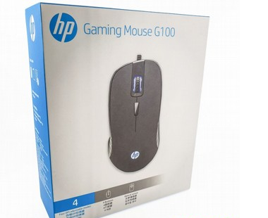 עכבר גיימינג חוטי HP דגם G100 - בעל 4 מקשים וגלגלת עם תאורה כחולה - עד 2000 DPI 
