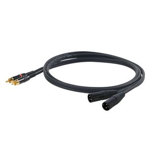 כבל סטריאו באורך 1.5 מטר 2*RCA ל 2*XLRM מבית Proel