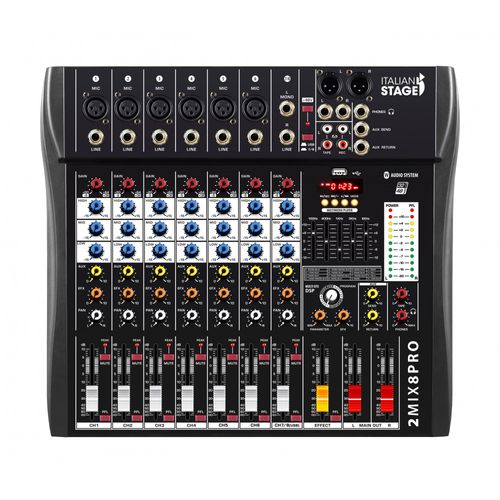 מיקסר 8 ערוצים DSP ואפקטים Italian Stage IS 2MIX8PRO