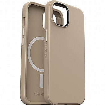 כיסוי בצבע בז' +OtterBox Symmetry לאייפון 14 פלוס - הגנה קשיחה ודקה - עם טעינת Magsafe