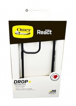 כיסוי מסגרת שחורה וגב שקוף OtterBox React לאייפון 12 פרו מקס - הגנה קשיחה ודקה
