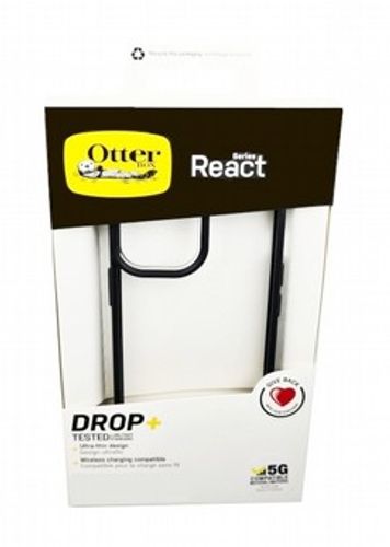 כיסוי מסגרת שחורה וגב שקוף OtterBox React לאייפון 12 / 12 פרו - הגנה קשיחה ודקה