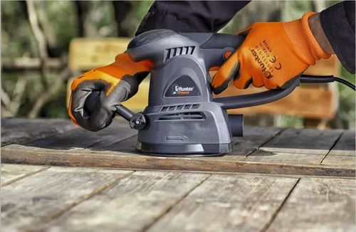 מלטשת אקצנטרית 480w מיכל פלסטיק לנסורת Hunter