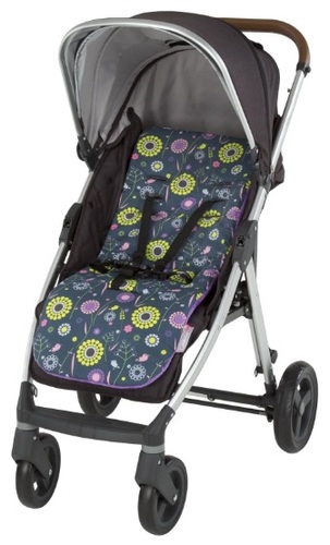 מזרון וריפודית לעגלה או טיולון Comfi-Cush במילוי ספוג זוכר ייחודי - סגול פרחוני
