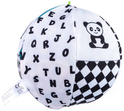 כדור פעילות רך דו-צדדי צבעוני / שחור-לבן ללימוד מספרים, צבעים, צורות, חיות ועוד