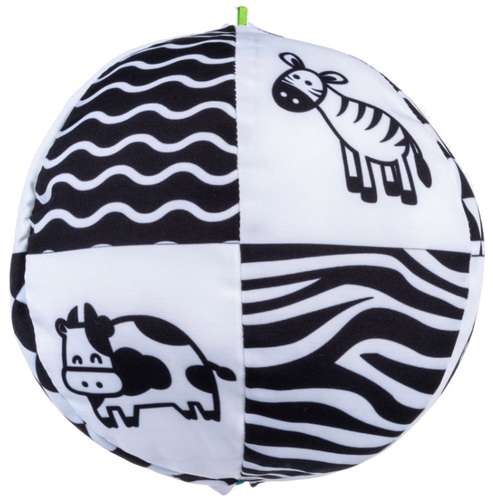 כדור פעילות רך דו-צדדי צבעוני / שחור-לבן ללימוד מספרים, צבעים, צורות, חיות ועוד