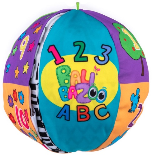 כדור פעילות רך דו-צדדי צבעוני / שחור-לבן ללימוד מספרים, צבעים, צורות, חיות ועוד