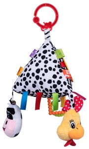 פירמידה נתלית רב-תחושתית עם 2 נשכנים, מראה ובובות פרה ותרנגול