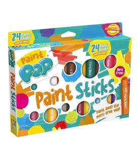 24 צבעי סטיק פופ לציור על מגוון משטחים ללא לכלוך של הילד