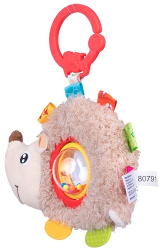 בובת פעילות נתלית דו-צדדית עם רעשן חרוזים, נשכנים ותגיות - קיפוד