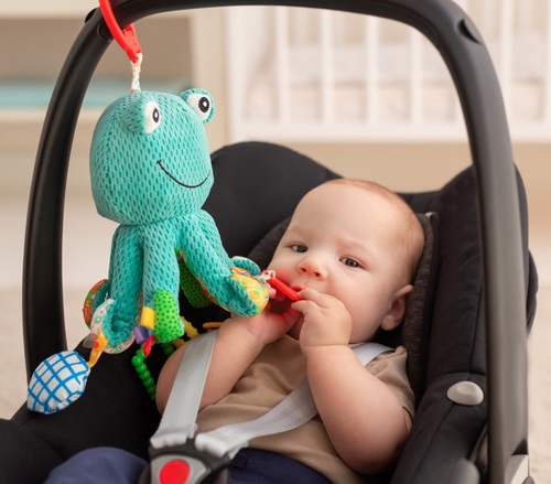 בובת פעילות נתלית דו-צדדית מרשרשת עם מראה, 3 נשכנים ותגיות - סטלה התמנון