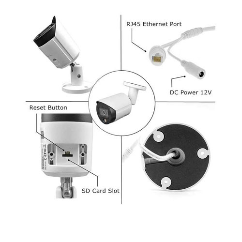 מצלמת אבטחה צינור IP ראיית יום צבע מלא בלילה 4MP עדשה 2.8 מ
