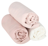 שלישיית סדינים למיטת תינוק ומעבר 100% כותנה ג'רסי - ורוד/לבן