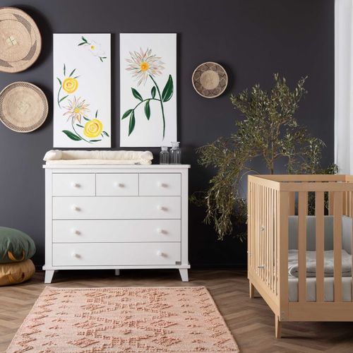 שידת החתלה רחבה לתינוק אמבר עשויה MDF בציפוי מלמין - לבן