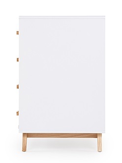 שידת החתלה רחבה לתינוק קוורץ עם מסילות טריקה שקטה - לבן + עץ טבעי