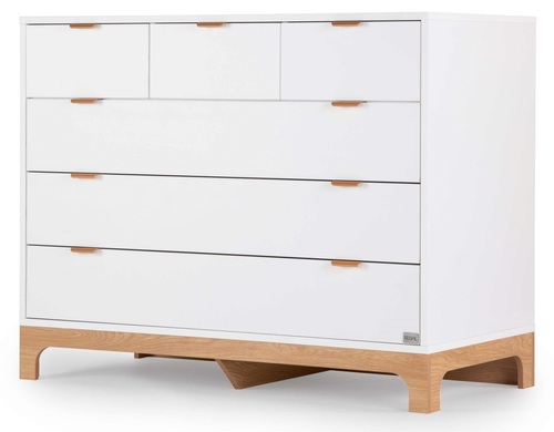 שידת החתלה רחבה לתינוק טופז עשויה MDF בציפוי מלמין - לבן בשילוב אלון אדום