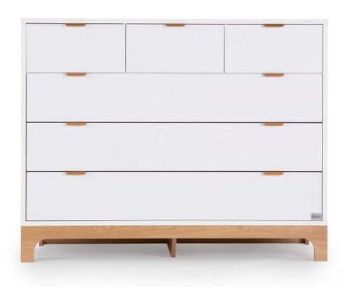 שידת החתלה רחבה לתינוק טופז עשויה MDF בציפוי מלמין - לבן בשילוב אלון אדום