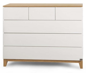 שידת החתלה רחבה לתינוק ארט עשויה MDF בציפוי מלמין - לבן ואלון אדום