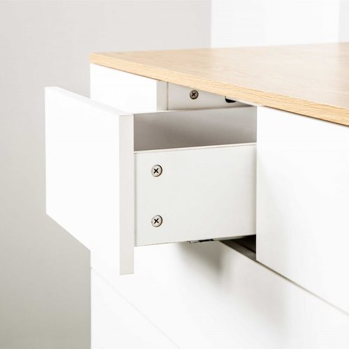 שידת החתלה רחבה לתינוק ארט עשויה MDF בציפוי מלמין - לבן ואלון אדום