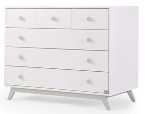 שידת החתלה רחבה לתינוק קורל עשויה MDF בציפוי מלמין - לבן ומרווה