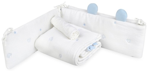 סט מצעים 3 חלקים למיטת מטר 100% כותנה טטרא רקום - מיקי מאוס תכלת