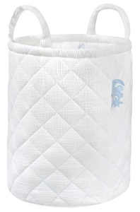 סל אחסון גדול, מעוצב ומרופד עם ידיות מבד טטרא רקום - מיקי מאוס תכלת