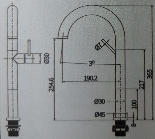 ברז גבוה לכיור מונח, שחור מט 