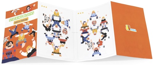 מגדל קרקס מעץ מלא עם 12 דמויות לסדר ולערום