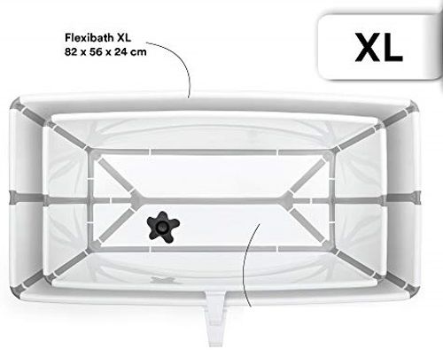 Flexi Bath X-large אמבטיה מתקפלת גדולה לשימוש בבית ובנסיעות עם פקק משנה צבע - שקוף/כחול