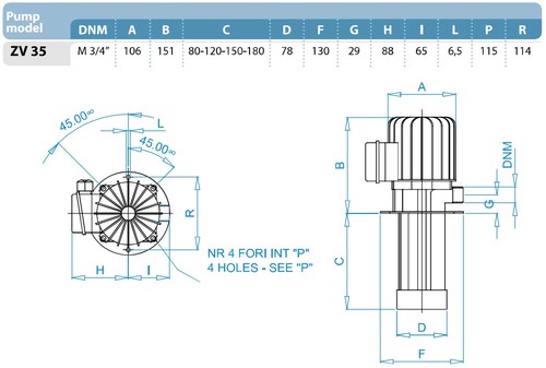 משאבה חצי טבולה דגם ZV35 (ברך 120MM)  מבית OSIP