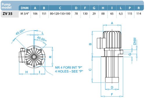 משאבה חצי טבולה דגם ZV35 (ברך 180MM)  מבית OSIP