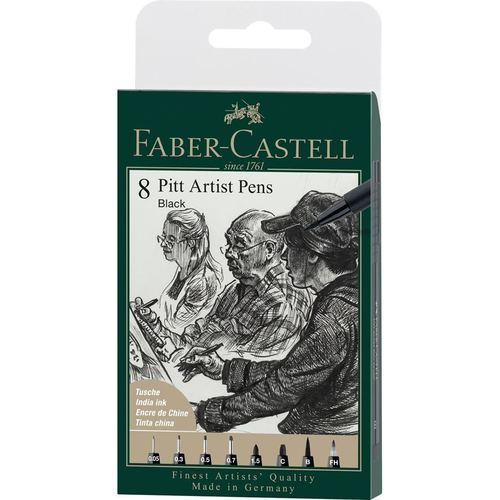 8 עטים PITT artist pens (בעוביים שונים)