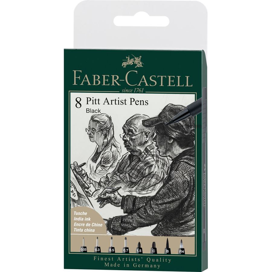 8 עטים PITT artist pens (בעוביים שונים)