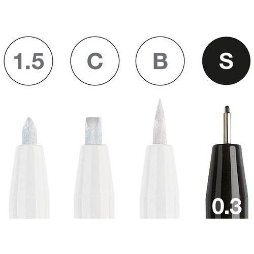 4 עטים PITT artist pen (שחור-לבן)