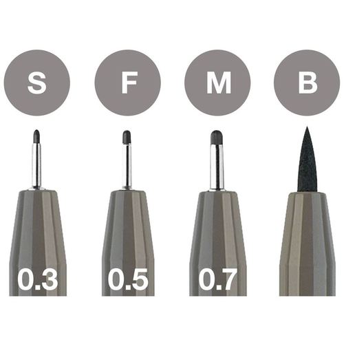 4 עטים PITT artist pen (גוונים אפורים חמים)