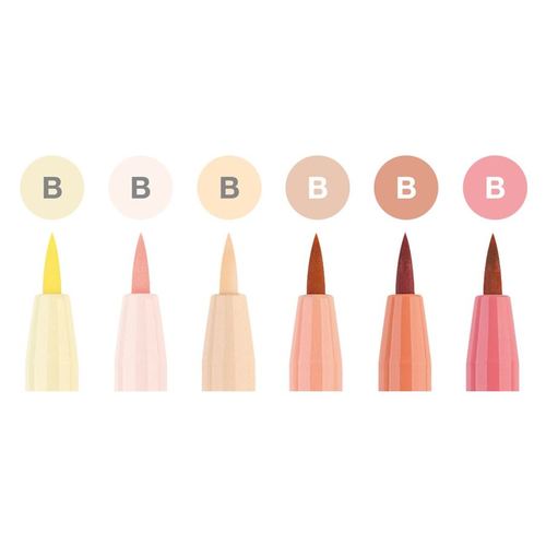 6 טושי מכחול PITT artist pen (גווני עור בהירים)