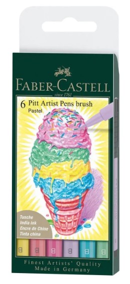 6 טושי מכחול PITT artist pen (גווני פסטל)