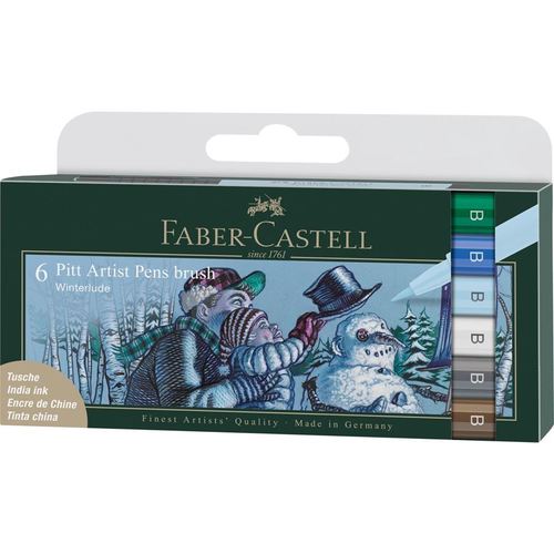 6 טושי מכחול PITT artist pen (גוונים קרים winterlude)