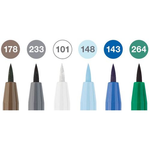 6 טושי מכחול PITT artist pen (גוונים קרים winterlude)
